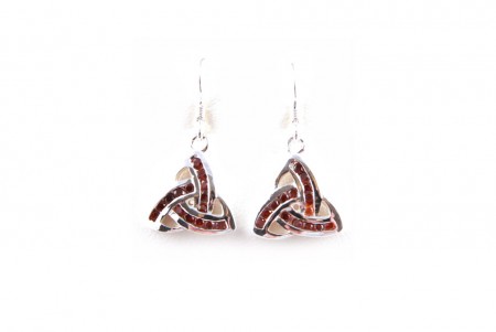 Trinity Knot Earrings with Garnet Cubic Zirconia