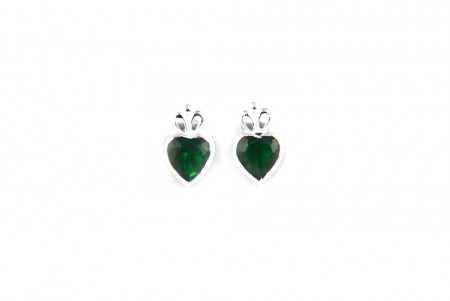 Claddagh Earrings with Emerald Cubic Zirconia