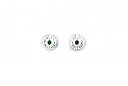Celtic Earrings Silver with Emerald Cubic Zirconia
