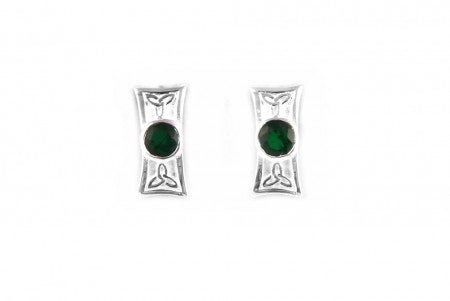 Trinity Knot Earrings with Emerald Cubic Zirconia