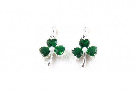 Shamrock Earrings with Emerald Cubic Zirconia