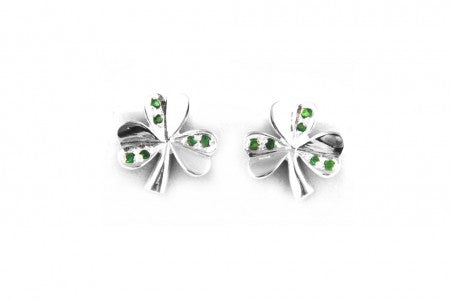 Shamrock Earrings with Emerald Cubic Zirconia