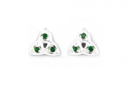 Trinity Knot Earrings with Emerald Cubic Zirconia