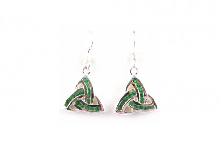 Trinity Knot Earrings with Emerald Cubic Zirconia