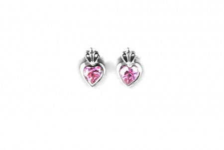 Claddagh Earrings with Pink Cubic Zirconia
