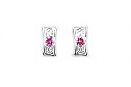 Trinity Knot Earrings with Pink Cubic Zirconia