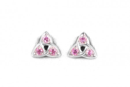 Trinity Knot Earrings with Pink Cubic Zirconia