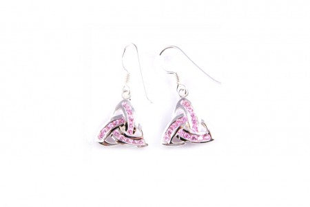Trinity Knot Earrings with Pink Cubic Zirconia