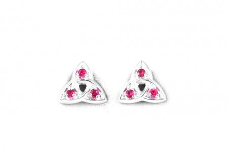 Trinity Knot Earrings with Ruby Cubic Zirconia