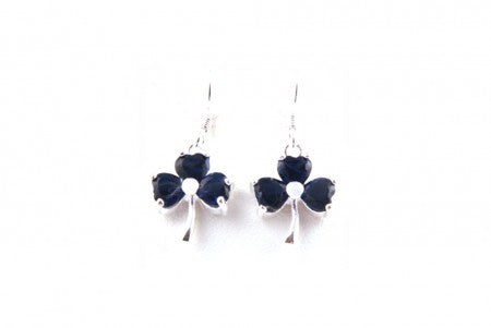 Shamrock Earrings with Sapphire Cubic Zirconia