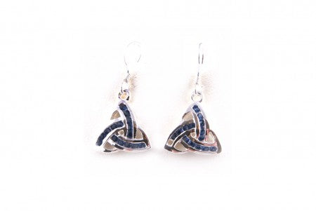 Trinity Knot Earrings with Sapphire Cubic Zirconia