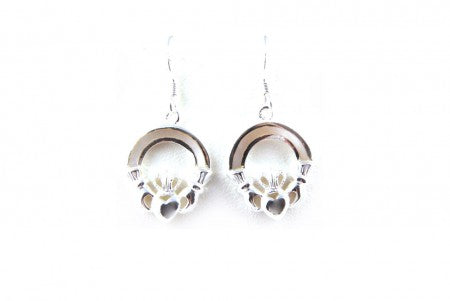 Claddagh Earrings with White Stone