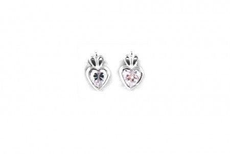 Claddagh Earrings with White Cubic Zirconia