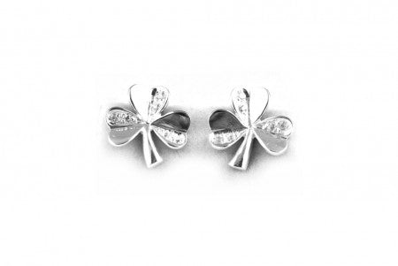 Shamrock Earrings with White Cubic Zirconia