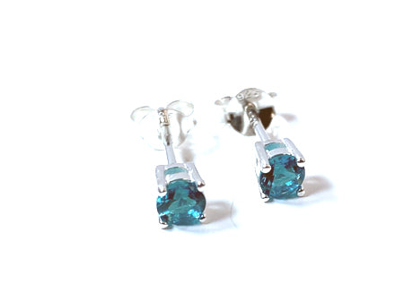 Kids Dark Topaz Cubic Zirconia Silver 4 mm Claw Set Earring.