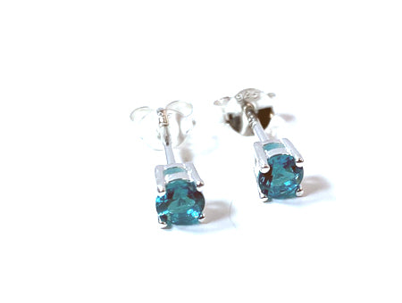 Kids Dark Topaz Cubic Zirconia Silver 4 mm Claw Set Earring.