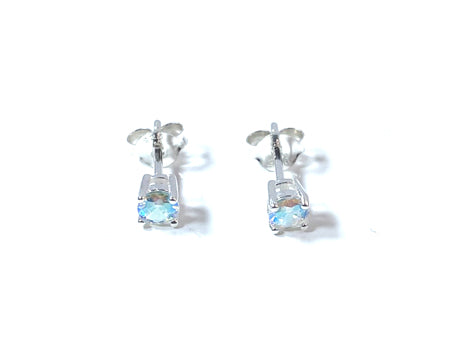 Kids Opalescent Cubic Zirconia Silver 4 mm Claw Set Earring.