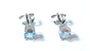 Kids Opalescent Cubic Zirconia Silver 4 mm Claw Set Earring.