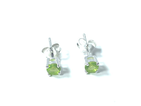 Kids Peridot August Birthstone Cubic Zirconia Silver 4 mm Claw Set Earring.