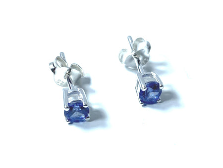 Kids Sapphire September Birthstone Cubic Zirconia Silver 4 mm Claw Set Earring.