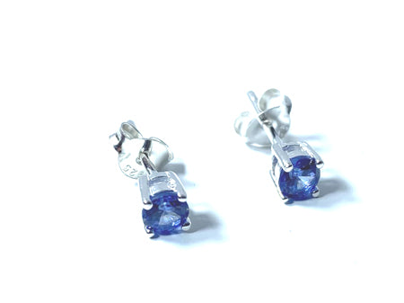 Kids Sapphire September Birthstone Cubic Zirconia Silver 4 mm Claw Set Earring.