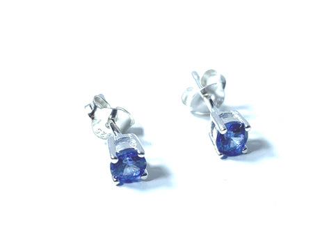Kids Sapphire September Birthstone Cubic Zirconia Silver 4 mm Claw Set Earring.