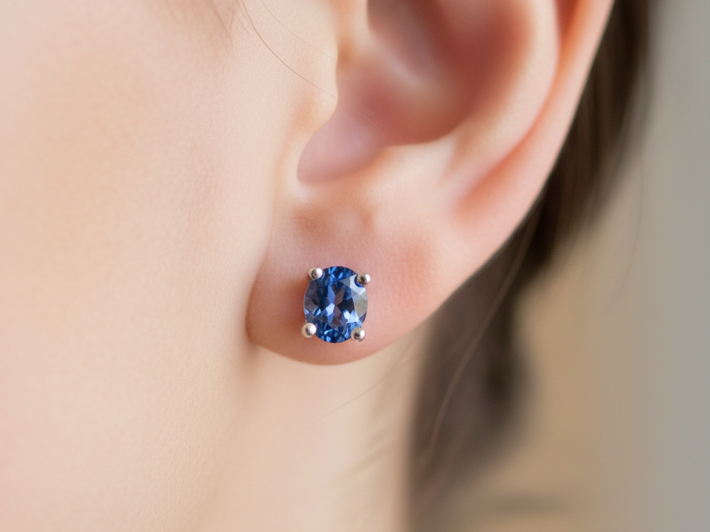 Kids Sapphire September Birthstone Cubic Zirconia Silver 4 mm Claw Set Earring.