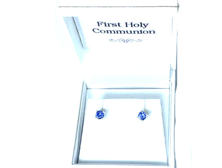 Kids Sapphire September Birthstone Cubic Zirconia Silver 4 mm Claw Set Earring.
