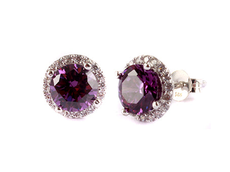 A Amethyst & White Cubic Zirconia Earring.