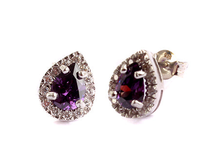 A Amethyst & White Cubic Zirconia Earring.