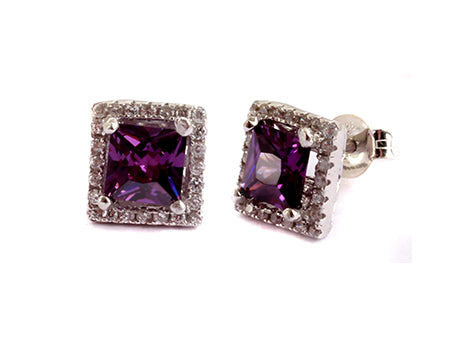 A Amethyst & White Cubic Zirconia Earring.