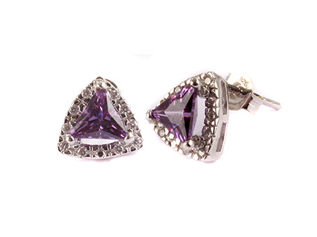 A Amethyst & White Cubic Zirconia Earring.