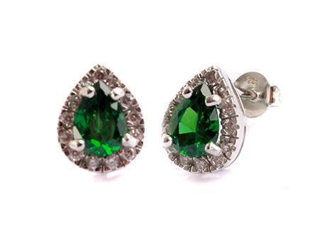 A Emerald & White Cubic Zirconia Earring.