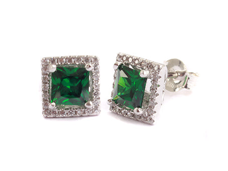 A Emerald & White Cubic Zirconia Pendant.