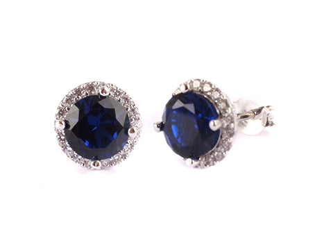A Sapphire & White Cubic Zirconia Earring.