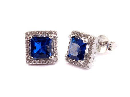 A Sapphire & White Cubic Zirconia Earring.