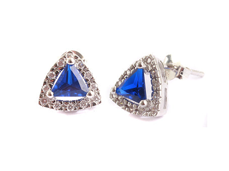 A Sapphire & White Cubic Zirconia Earring.