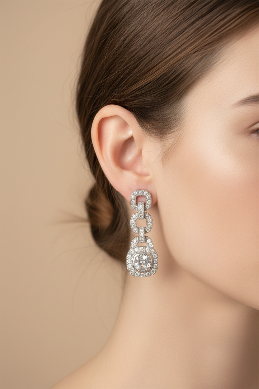 A White Cubic Zirconia Earring