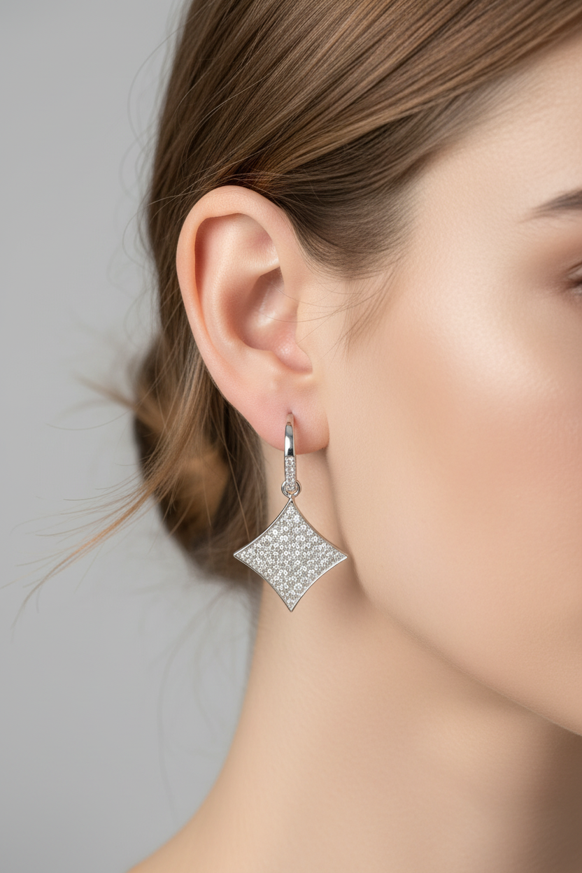 A White Cubic Zirconia Earring