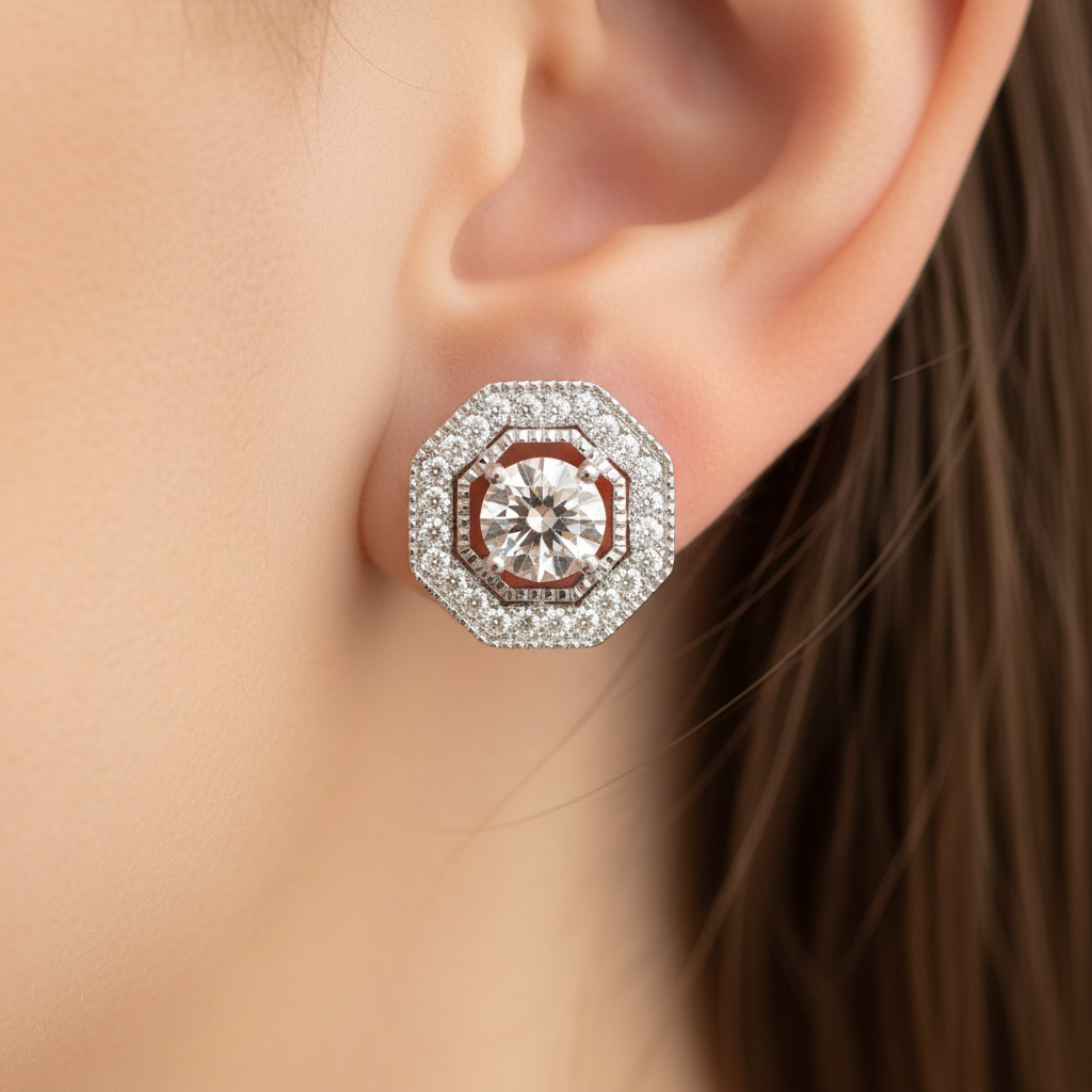 A White Cubic Zirconia Earring