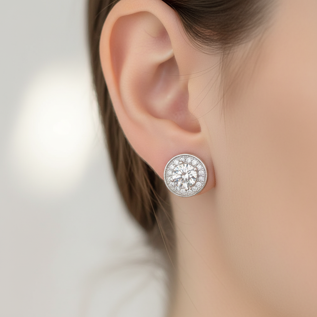 A White Cubic Zirconia Earring