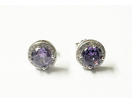A Amethyst & White Cubic Zirconia Earring