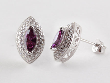A Amethyst & White Cubic Zirconia Earring.