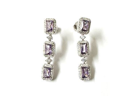 Amethyst & White Cubic Zirconia Earring
