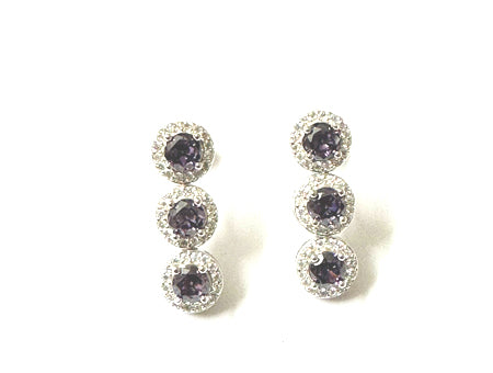 Amethyst & White Cubic Zirconia Earring