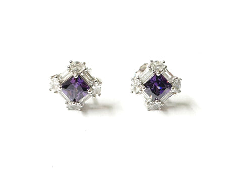 Amethyst & White Cubic Zirconia Earring.