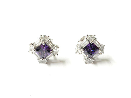 A Amethyst & White Cubic Zirconia Pendant.