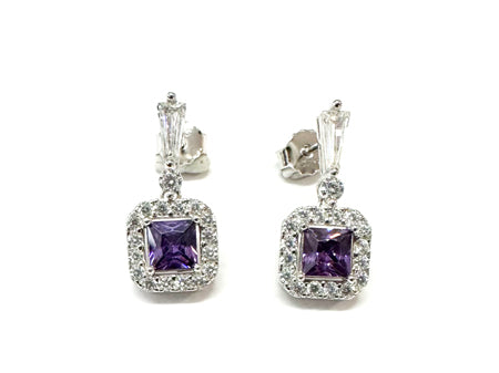 Amethyst & White Cubic Zirconia Earring