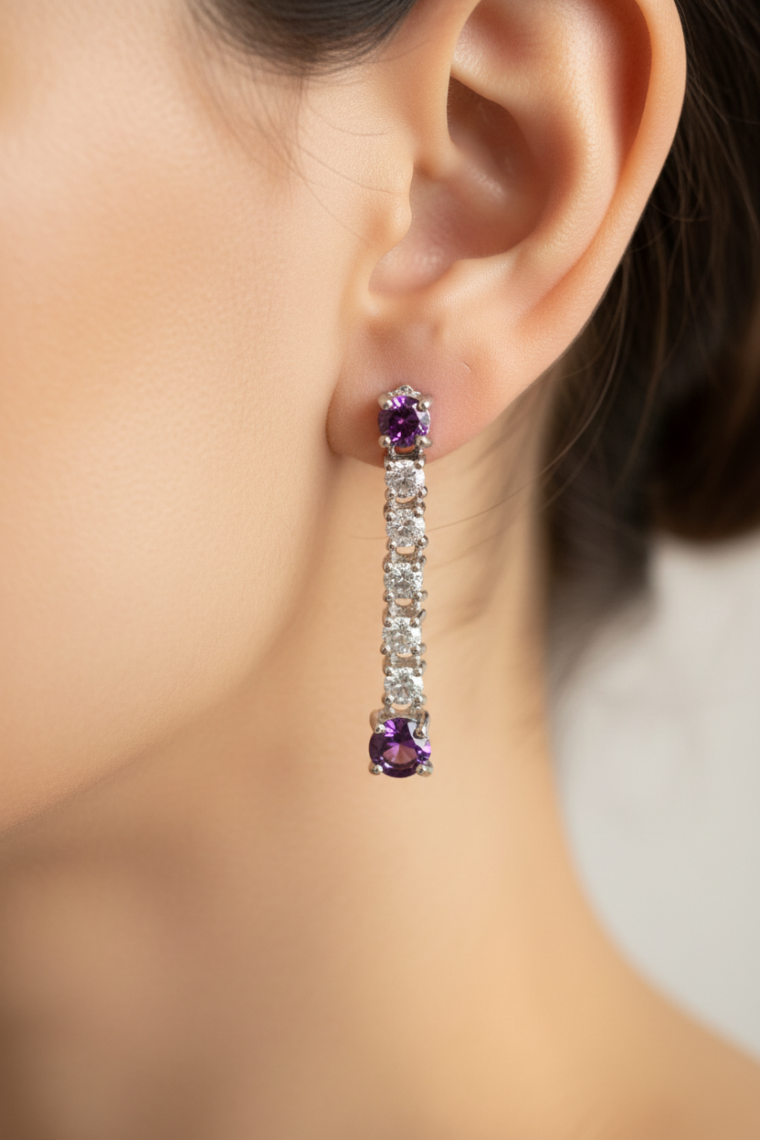 Amethyst Cubic Zirconic  Earring