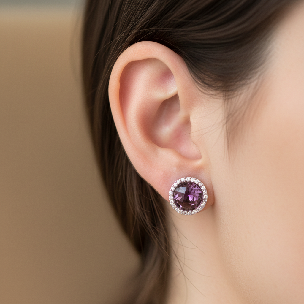 Amethyst Cubic Zirconic  Earring